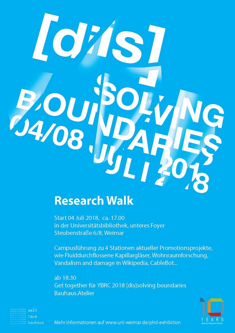 The »Research Walk« leads along four stops on campus, where visitors can learn more about PhD research. (Picture: Bauhaus Research School)