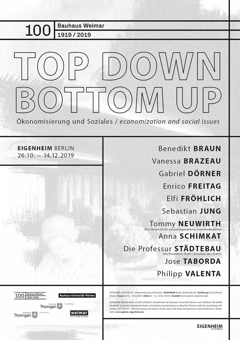 exhibition poster »TOP DOWN / BOTTOM UP – Economisation and Social Affairs«